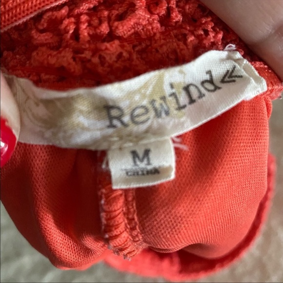 Rewind Eyelet Coral-Orange Shorts - Picture 2 of 7